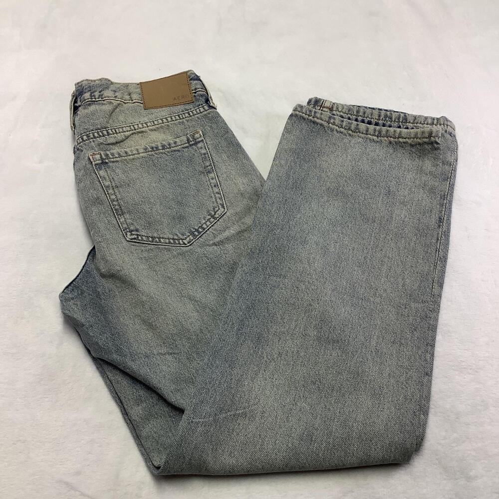 Aeropostale Jeans Teens One Size Blue Light Wash Denim Low Rise Baggy 33x30
